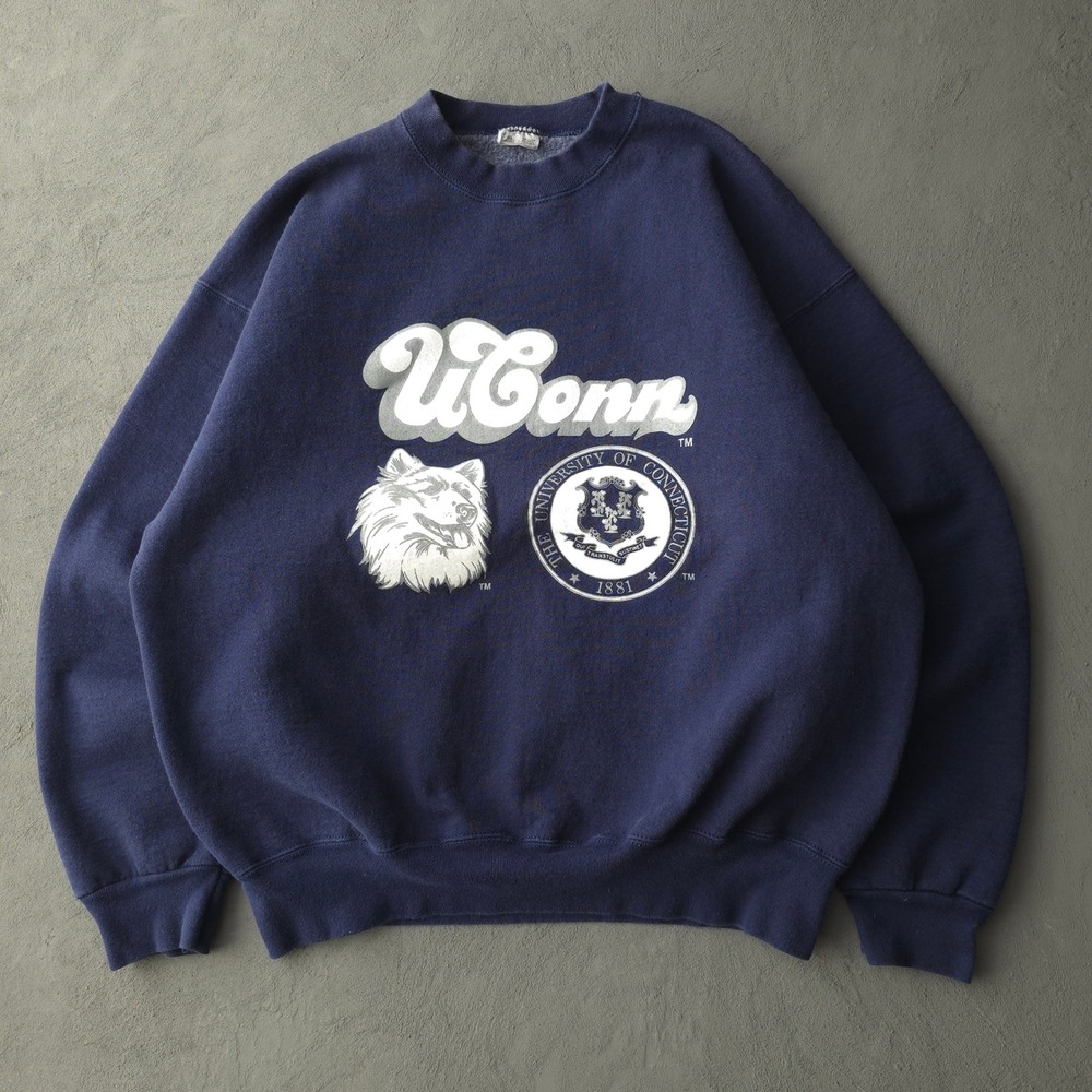 Vintage 90s Navy Blue UConn University of Connecticut Husky Sweatshirt XL
